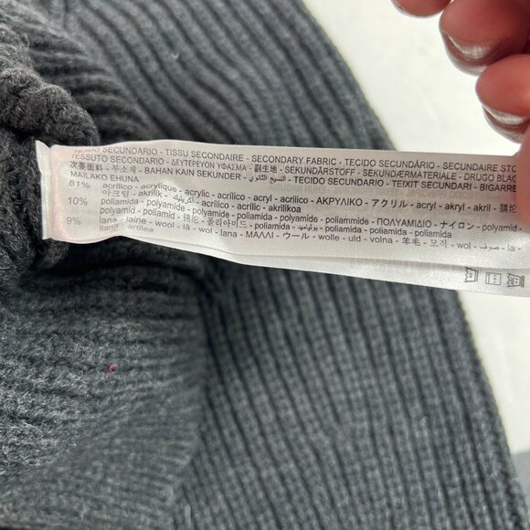 Zara Gray Ribbed Knit Square Neck Cropped Sweater Wool Blend Women's Size Small - Picture 4 of 7